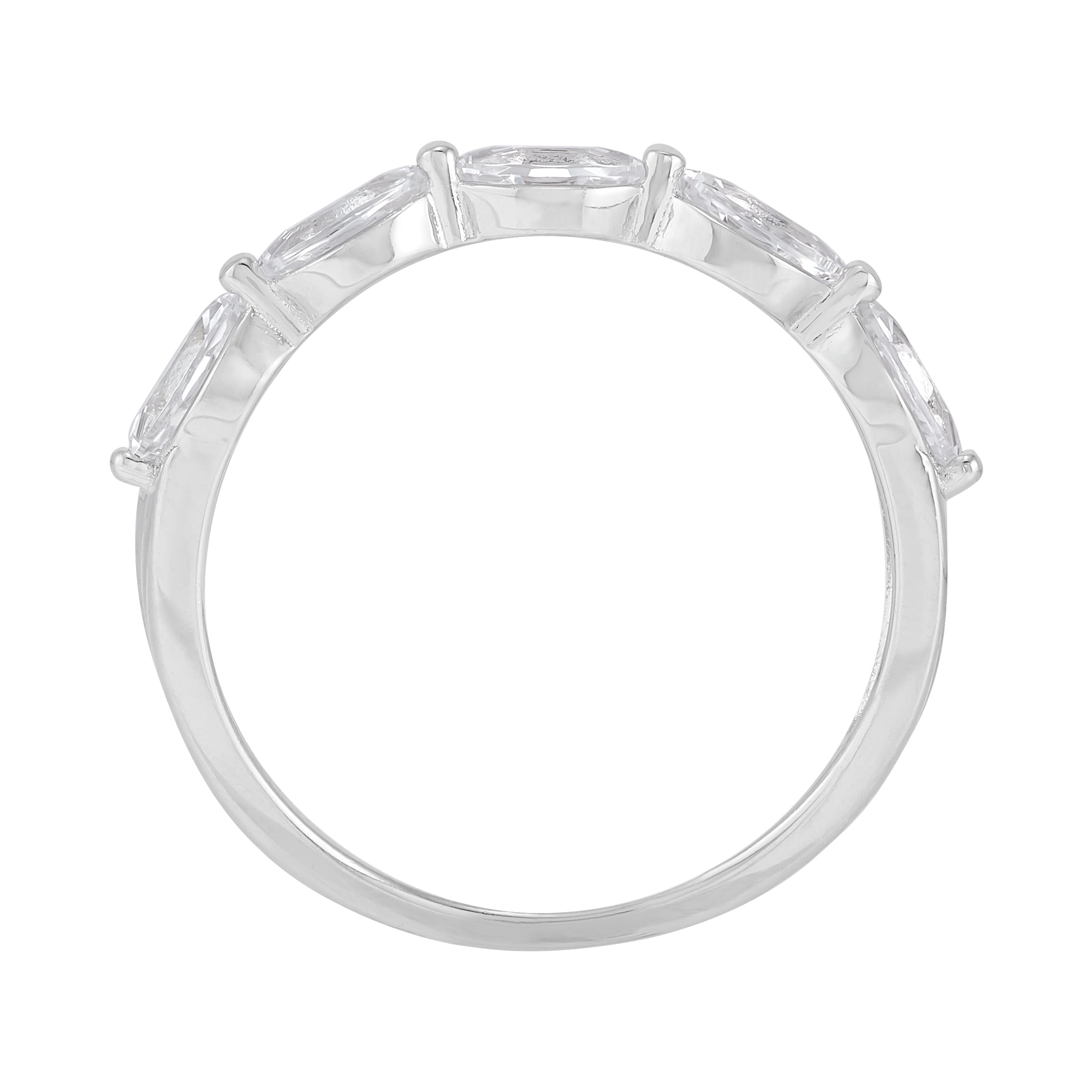 Brilliance Fine Jewelry Marquise White Topaz and White Cubic Zircoina Ring in Sterling Silver