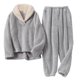 thumbnail image 1 of Winter Warm Women Flannel Pajamas Set Fuzzy Lapel Collar Pullover Top and Pants Sleepwear Nightwear Fleece Loungewear Red 2XL, 1 of 5