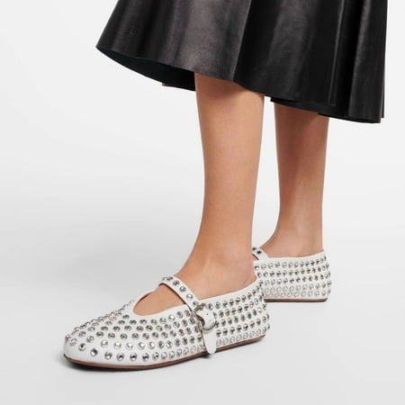 Crystal Rhinestone Ballet Flats Shoes for Women Buckle Strap Sparkly Mary Jane Flats Round Toe Casual Dress Ballerina Shoes Christmas Halloween Gift