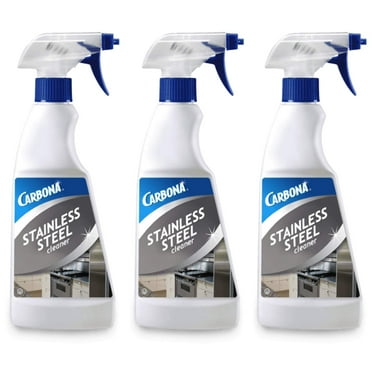 Carbona Stainless Steel Cleaner | Streak Free Formula | For Refrigerators, Sinks, & Dishwashers |16.8 Fl Oz Each, 3 Pack