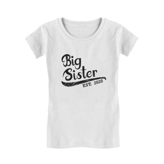 Tstars Girls Big Sister Shirt Lovely Best Sister Big Sister Est 2020 Cute B Day Gifts for Sister Gift for Daughter Girls Sibling Gifts Funny Sis Toddler Kids Girls Fitted Child Birthday T Shirt