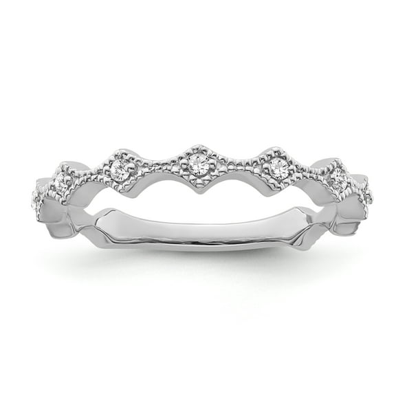 Araiya Fine Jewelry 10K White Gold Diamond Band Ring (1/10 cttw, I-J Color, I2-I3 Clarity) Size 10