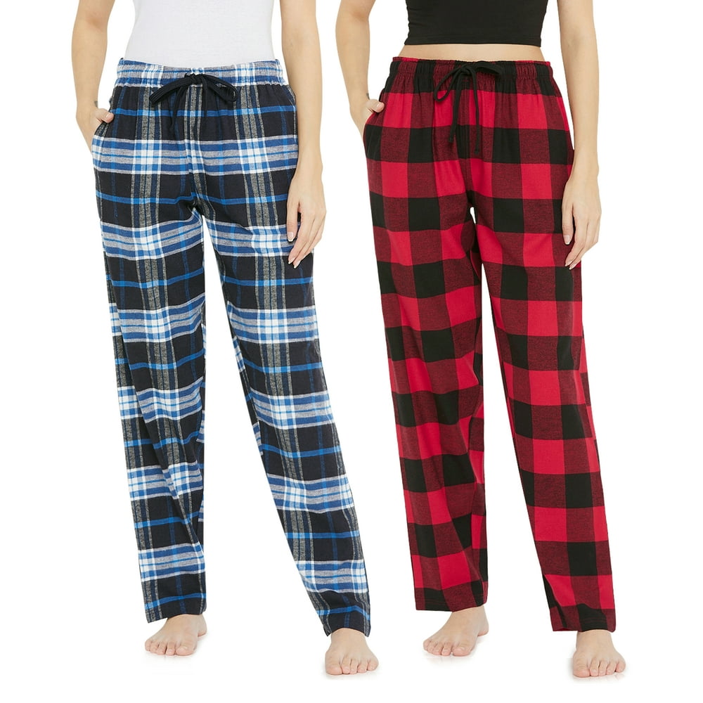 Women Flannel Plaid Pajama Pants Lounge Sleepwear - 2 Pack - Walmart ...