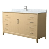 Janna 60" White Oak Single Vanity & White Carrara Marble Top & Nickel Trim