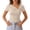 Khaki, variant on Women's Asymmetric Neck Tops Cap Sleeve Metal Buckle Irregular Neck Blouse Brown,L