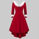 thumbnail image 4 of Vestido de invierno de Navidad para mujer, elegante vestido de manga larga abullonada con cuello de piel sintética, traje Midi para fiesta de Navidad y Año Nuevo, 4 of 4
