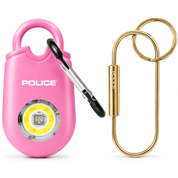 POLICE Personal Safety Alarm, 130dB Emergency Siren with LED Flashlight, Pink