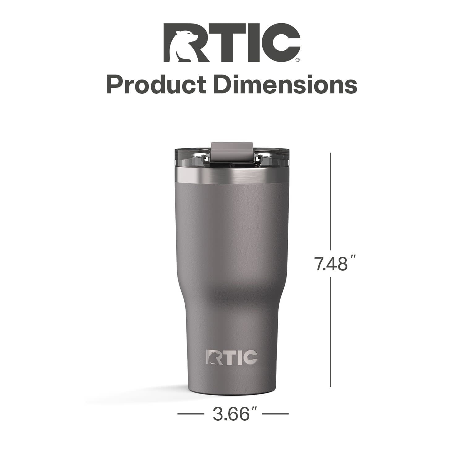 RTIC 20 oz Ceramic Lined Insulated Essential Tumbler with Leak-Resistant Lid, Graphite