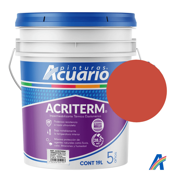 Impermeabilizante Acriterm 5a Rojo Pinturas Acuario Acriterm 5 Años 19 Litros Terracota Pinturas Acuario Acriterm 5 Años 19 Litros Terracota