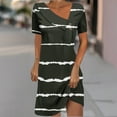 thumbnail image 2 of yillto Womens Striped Dress V Neck Buttons Short Sleeve Summer Causal Business Midi Dresses for Work Office, 2 of 5