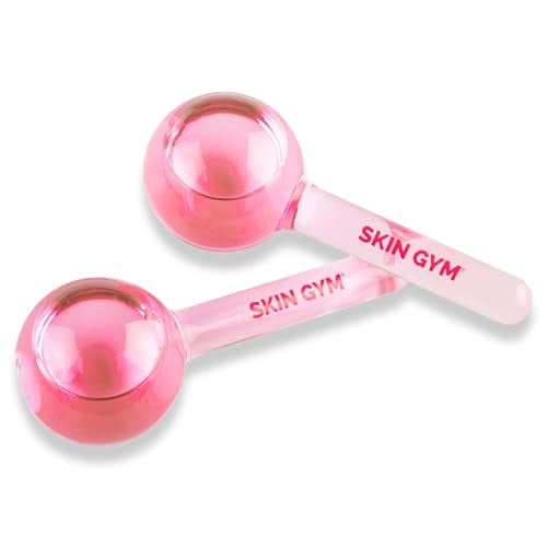 Skin Gym Ice Globe Beauty Balls, Pink Liquid Cryocicles, Cooling Face Roller for Smooth Skin & Enhanced Glow
