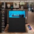 thumbnail image 5 of Hasuit Nightstands Set of 2 with Charging Station and LED Lights, Large Bedside Table with 3 Storage Drawer, Black Night Stand for Bedroom, Wider Tabletop 19.0''(L) x 15.0''(W), 5 of 8