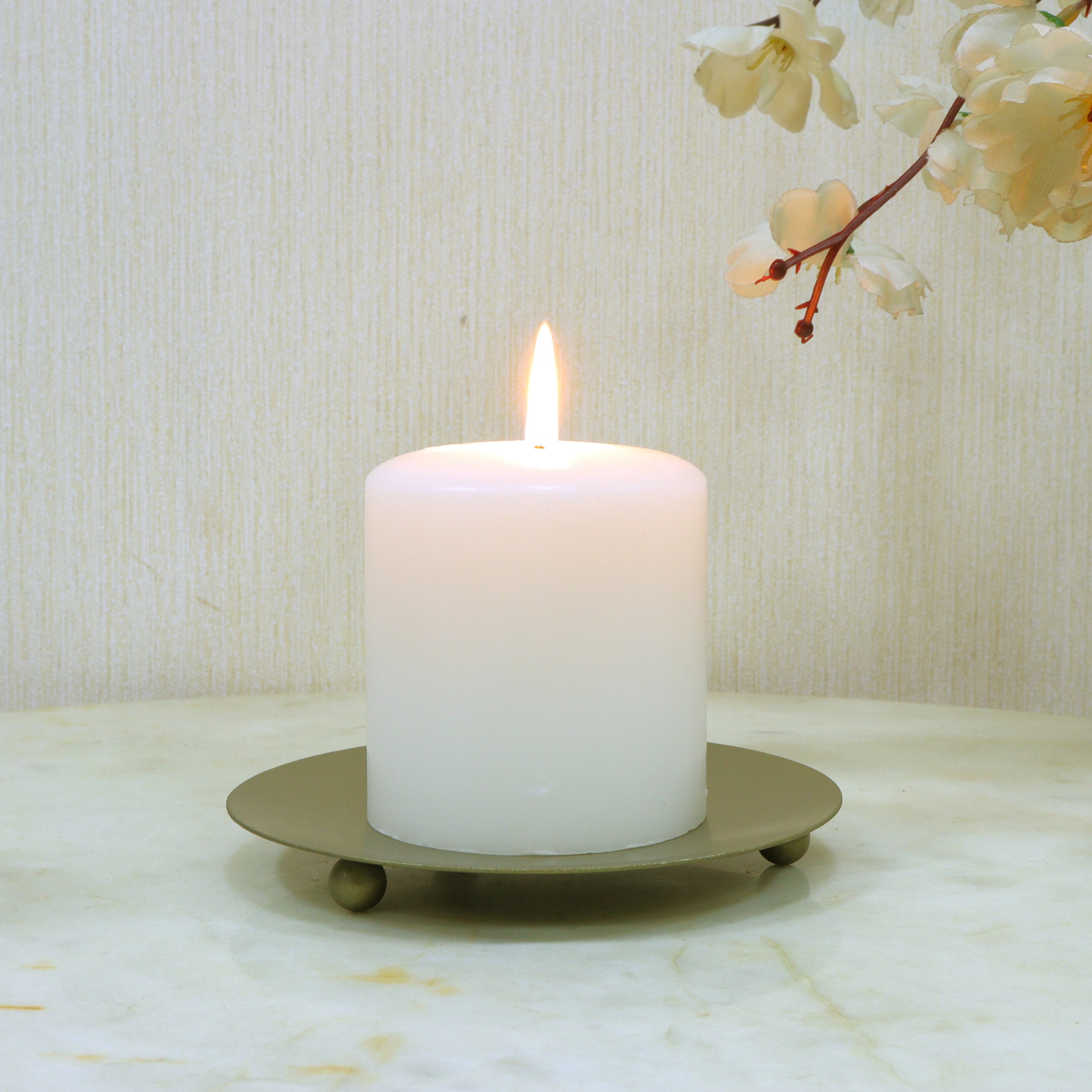 (3 pack) Mainstays Decorative Gold Tone Metal Pillar Tealight Candleholder Plate, 5"