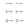 thumbnail image 2 of AVORA 3-pair 10K Yellow Gold Round Simulated Diamond CZ Stud Earrings Set, (3mm,4mm & 5mm), 2 of 4