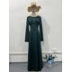 thumbnail image 1 of Vestido largo de seda con cuello redondo para mujer, falda ajustada de satén con manga acampanada y cordones, vestidos elegantes de fiesta de noche, 1 of 5