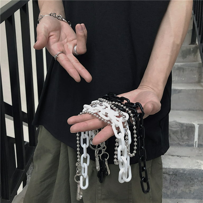 GENEMA Punk Streetwear Biker Heavy Duty Jeans Link Pants Keychain Double  Acrylic Chunky Belt Chain Wallet Chain Fashion Jewelry 