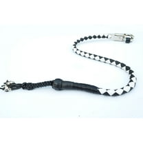 PU Leather Motorcycle Whip Get Back whip 1" Ball & Skulls 36" BLACK / WHITE
