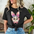 thumbnail image 2 of VBTAPA Funny Bunny Print T Shirt for Women Cute Grapic Tee Shirts Happy Easter Short Sleeve Tops Sales of the Day Black XL, 2 of 6