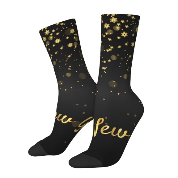 Honeii Happy New Year Print Adult Socks,Crew Socks,Casual Calf Socks,Daily Wear Socks for Men & Women, Perfect for Sports, Casual and Everyday Use