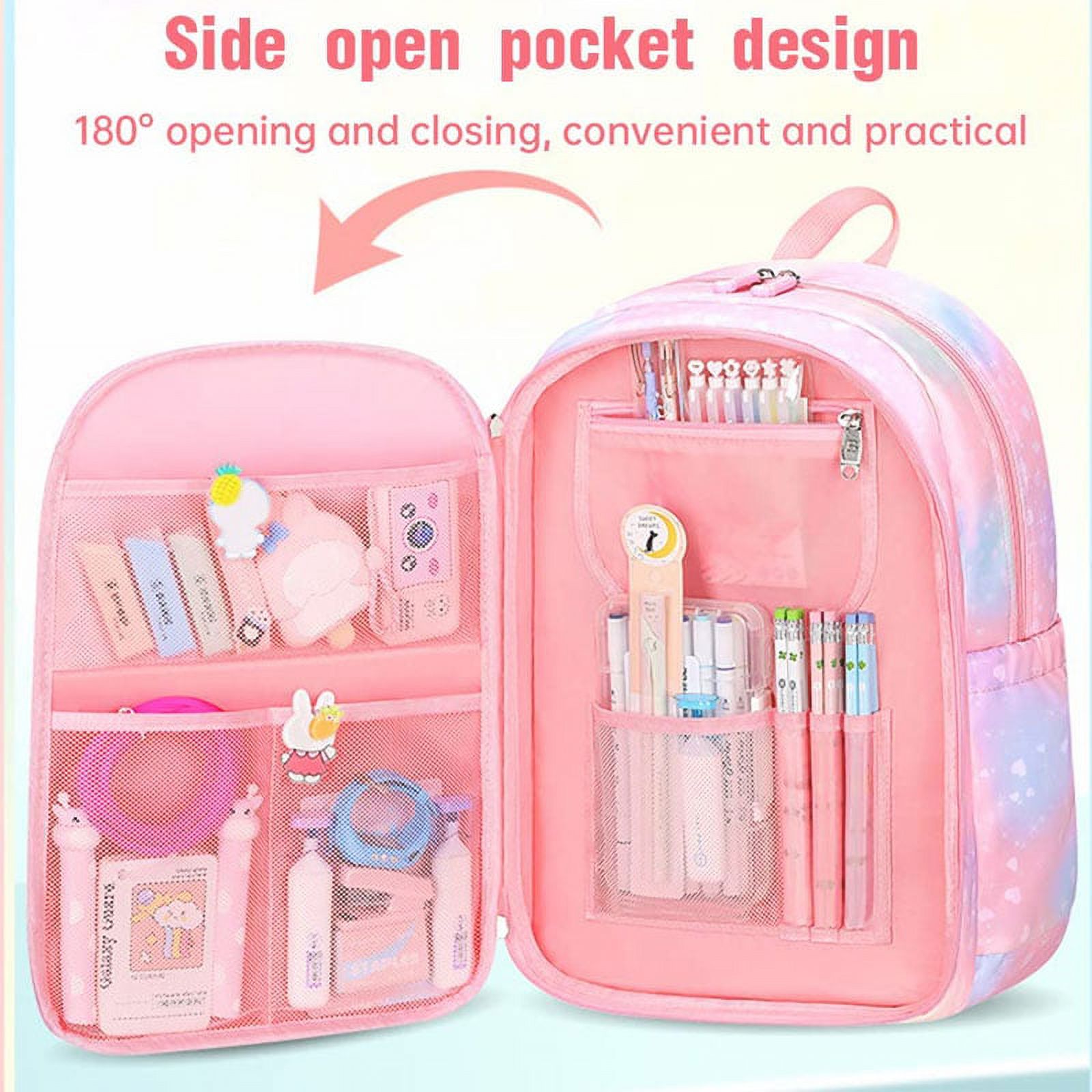 Mochila para niñas, escolar, linda bolsa de libros con compartimentos para adolescentes, estudiantes de primaria y secundaria 5