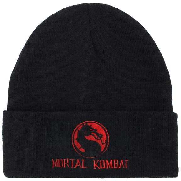 Mortal Kombat Classic Title Art Adult Black Ribbed Beanie