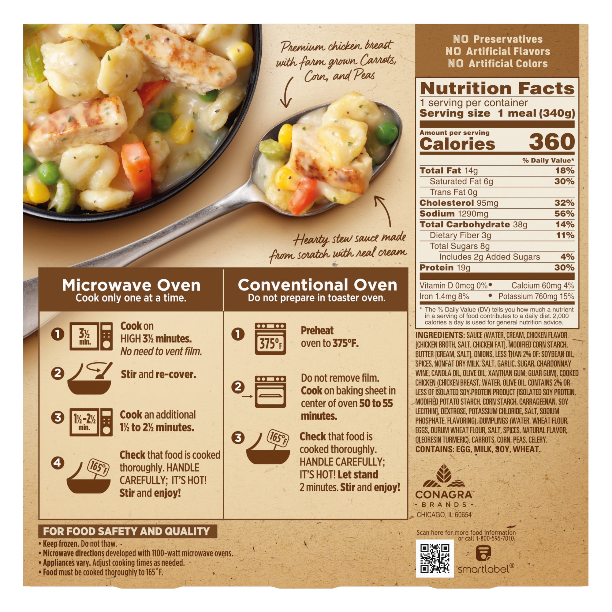 Marie Callender's Creamy Chicken and Dumplings, Frozen Meal, 12 oz. Bowl