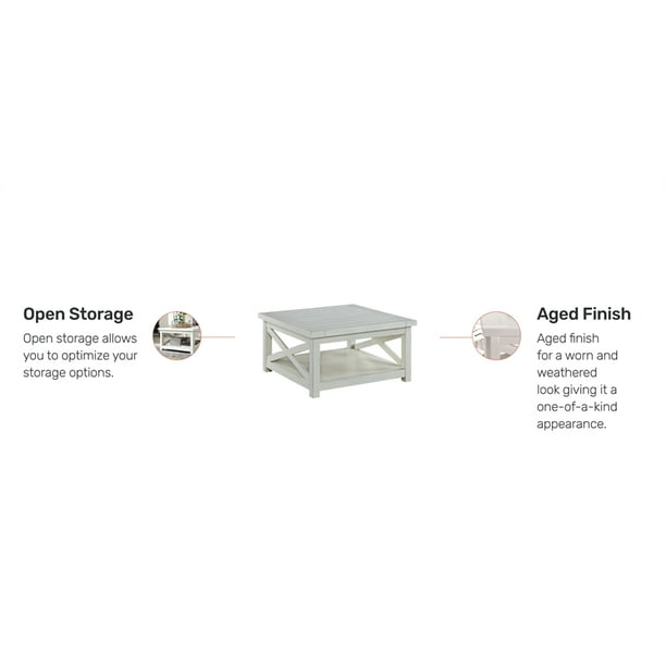 Homestyles Seaside Lodge Wood Coffee Table in Off White Walmart