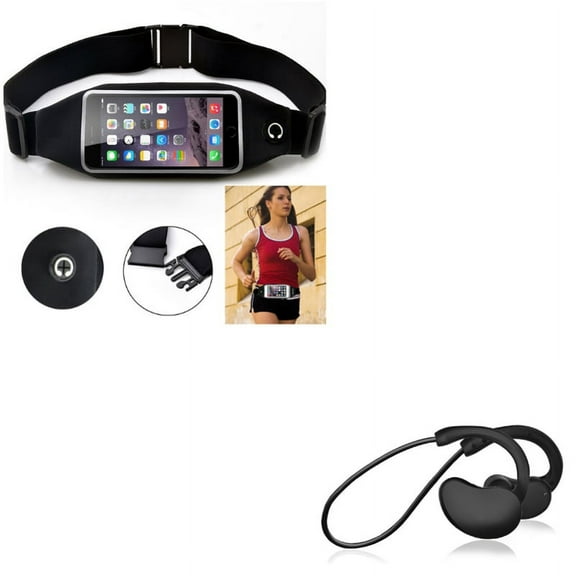 Sports Belt Band Running Waist Bag w Hands-free Microphone Sports Earphones Wireless Headphones Z8N for ASUS ZenFone 5z 4 Pro 3 Max 2E 2 - Blackberry DTek50, Z30, Priv, Key2, Motion, KEYone