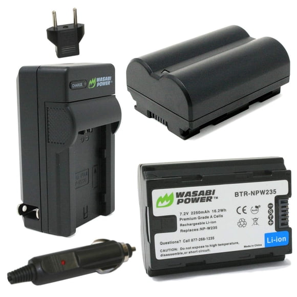 Wasabi Power Lot de 2 Batterie & Chargeur pour Fujifilm NP-W235, Compatible avec Fujifilm X-H2S, GFX 50S II, GFX 100S, X-T4, VG-XT4 Poignée de Batterie Verticale