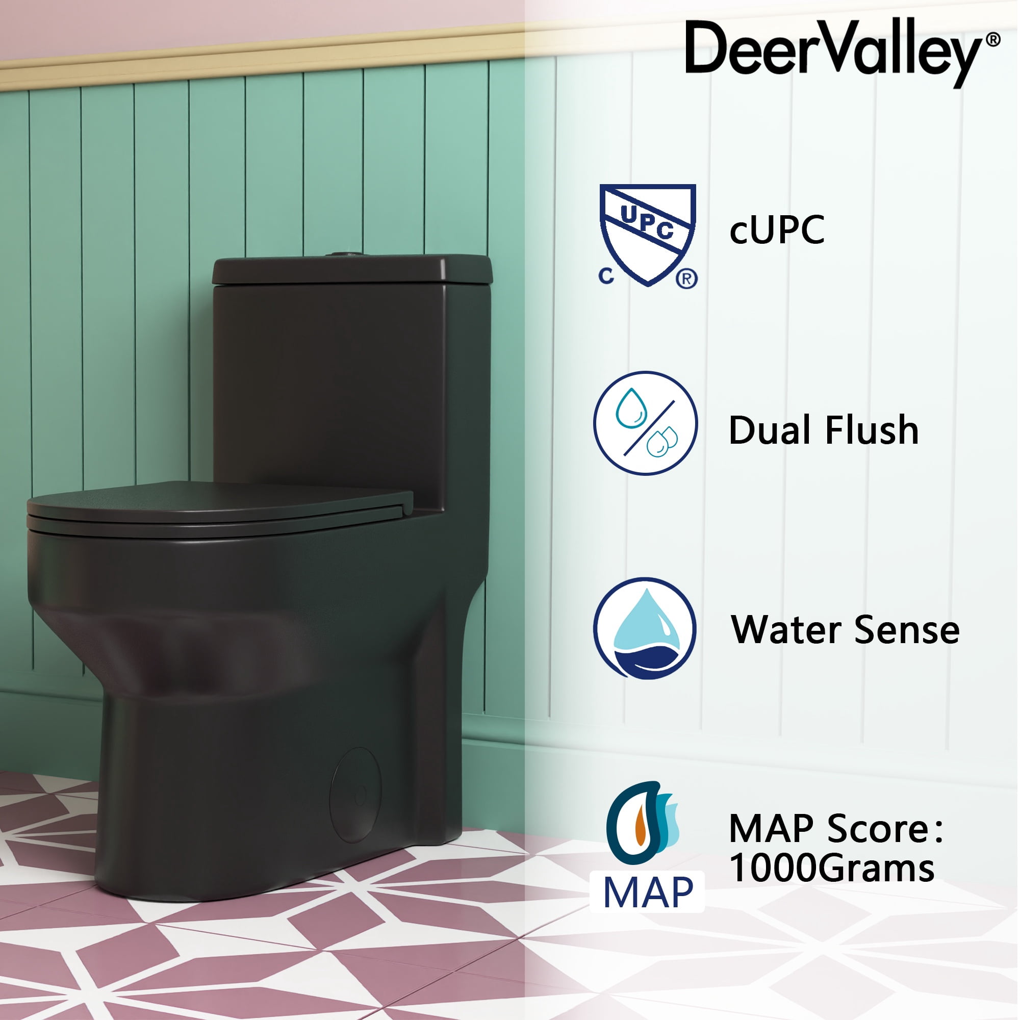 Liberty 12 in. Rough In 1-Piece 1.1/1.6 GPF Dual Flush Compact Round Toilet in Matte Black Seat Included