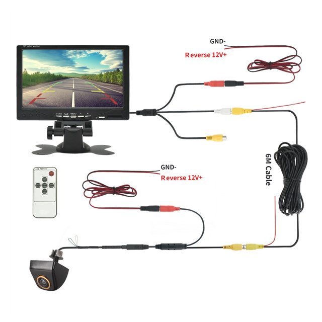 MJDOUD 7 Inch Car AHD Monitor with Rearview Camera 1080P Night Vision 24V Rear Camera Monitor Set for Parking 1024*600 Screen ,Clear Images