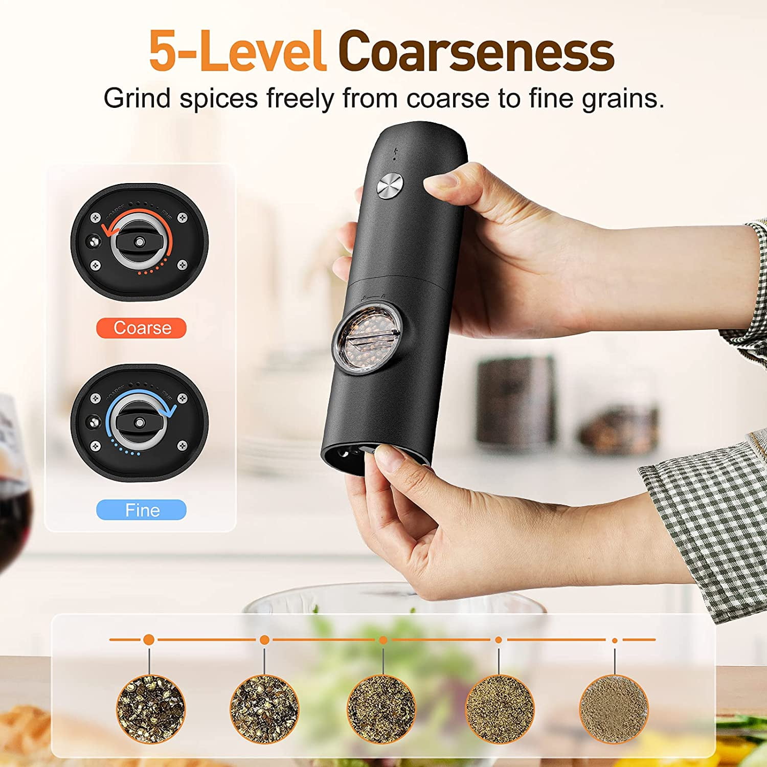 𝑵𝒆𝒘 𝑼𝒑𝒈𝒓𝒂𝒅𝒆𝒅 PwZzk Electric Salt and Pepper Grinder Set