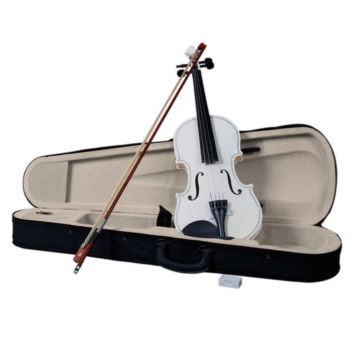 New 4/4 Full Size Acoustic Violin Set - White Finish with Case, Bow & Rosin, Complete Beginner Violin Starter Kit