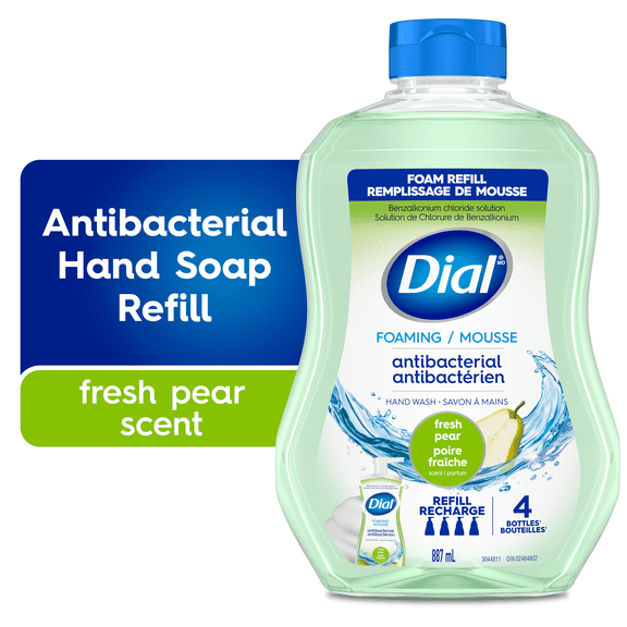 Dial Antibacterial Foaming Hand Wash, Fresh Pear Scent, 887ml, Dermatologist Tested, pH Balanced, Free from Silicones, Parabens, Phthalates, SLES/SLS