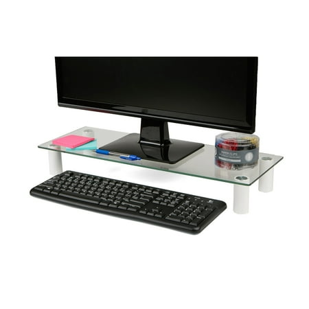 Mind Reader - Glass Monitor Stand Riser - Clear