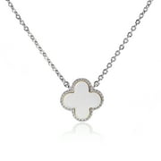 Peach & Lola Mother of Pearl Clover Pendant Necklace for Women, Teens