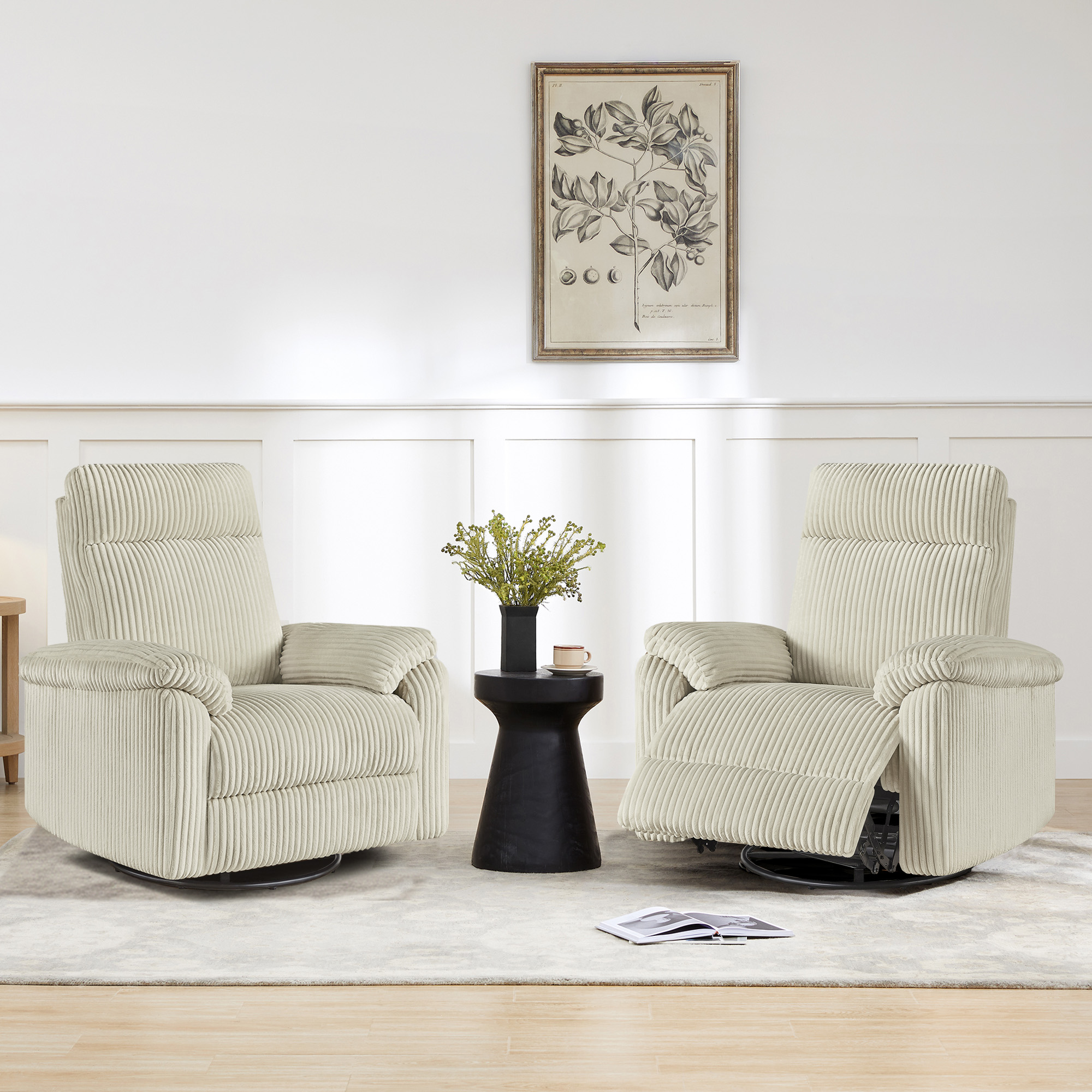 Spruce & SpringManual Swivel Glider Recliner with Three Recline Positions, Cream