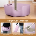 thumbnail image 4 of New Large Cat Litter Box, High Sided Litter Box for Big Cats with Leather Side Handle & Litter Scoop – 22" L x 16" W x 8.8" H, Durable Litter Pan & Easy-to-Clean Litter Tray, Transparent Purple, 4 of 6