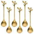 thumbnail image 1 of Shisuyan Leaf Shape Spoons Golden 6Pcs 4.7X1X0.1In Stainless Steel, 1 of 8
