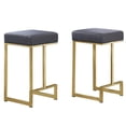 thumbnail image 1 of Dorrington Faux Leather Backless Counter Height Stool in Gray/Gold (Set of 2), 1 of 2