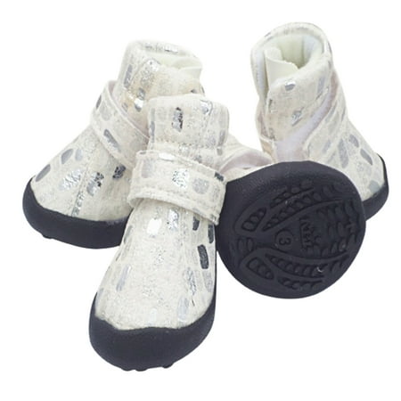 LA TALUS 4Pcs Dog Sneakers Stone Pattern Bronzing Design Wear-resistant Universal Pet Dog Sports Shoes Pet Product White size 4