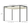 thumbnail image 3 of Outsunny 10' x 7' Patio Pergola with Retractable Canopy, Cream White, 3 of 10