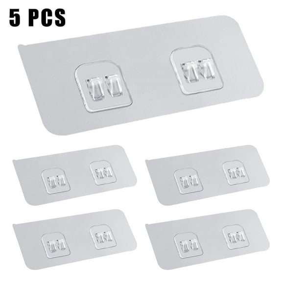 AFQH 5pcs Transparent Wall Hook Shelf Sticker For Bathroom Wall Rack Transparent Adhesive Hook Kitchen Sticking Hanger No Glue Marks