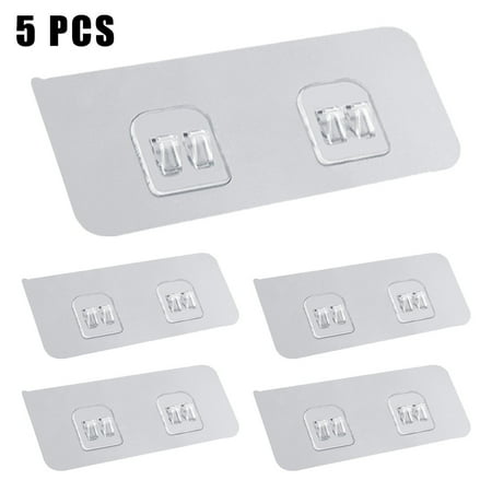 

5x Waterproof Transparent Wall Shelf Sticker Rack Sticking Screw Hook Househosy