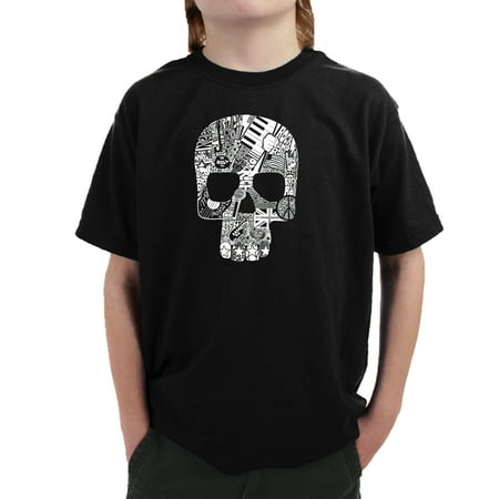 Rock n Roll Skull - Boy's Word Art T-Shirt