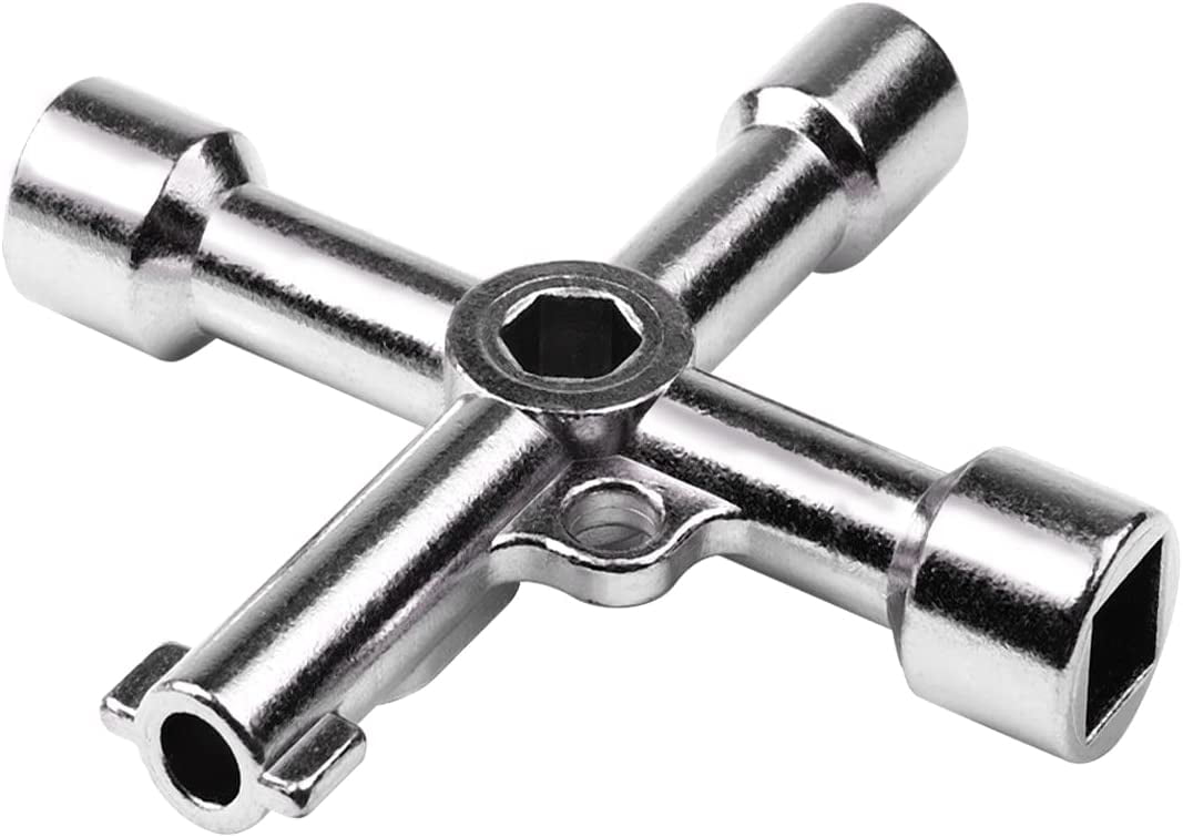 Universal Cross Key, 4 Vías Multifuncional Cross Triangle Key Electricistas Herramientas De Válvula Para Medidor De Gas De Agua Eléctrico Caja Armario Armario Apertura