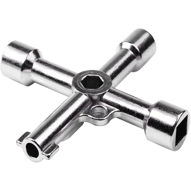 Llave utilitaria multifuncional XianweiShao 4 vías triángulo acero inoxidable 70 mm Color plata