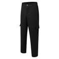 thumbnail image 4 of OSOLU Solid Color Cargo Trousers Men's Stretch Regular Fit Chino Trousers Cargo Wide Casual With Side Pockets Wide Leg Fabric Elegant Loose Hiking Long Outdoor Everyday Comfort Versatile Bottoms, 4 of 5