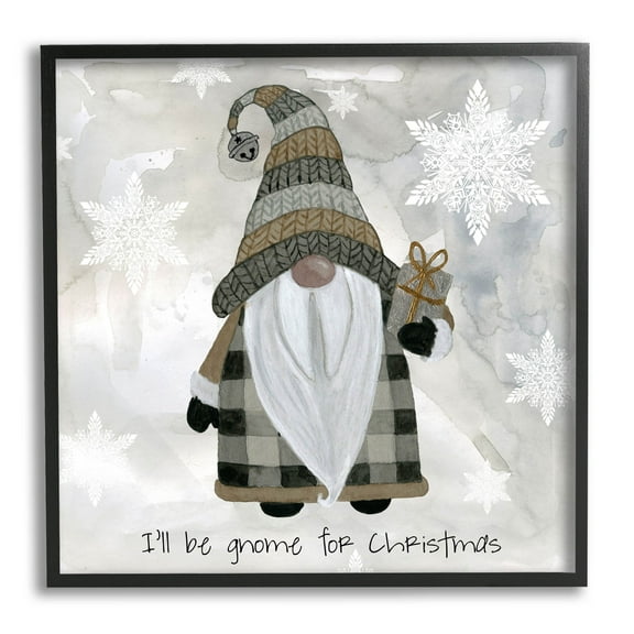 Stupell Industries Gnome For Christmas Phrase Graphic Art Black Framed Art Print Wall Art, Design by Livi Finn