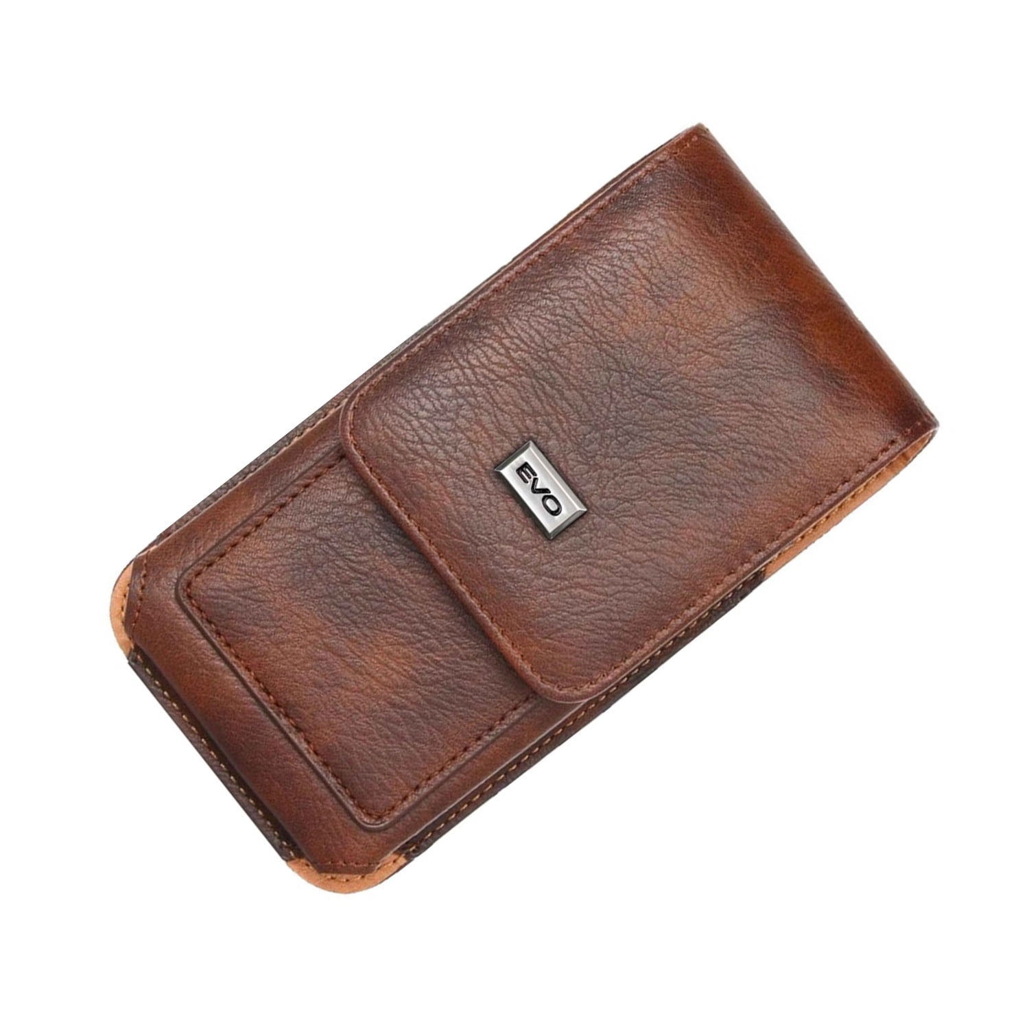 Stylish EVO 6.9" Vertical Leather Pouch - Brown